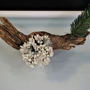 Christmas Candle Ring White Frosted Round Holiday Decor